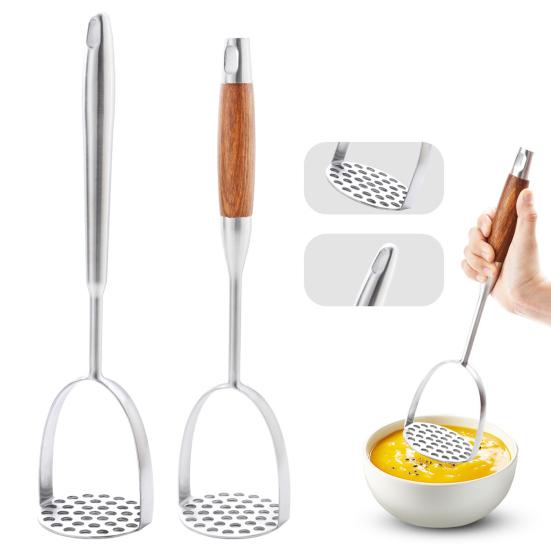 Stainless Steel Potato Masher Kitchen Avocado Tomato Fruit Vegetable Smasher Heavy Duty Fruit Puree Utensil for Cooking