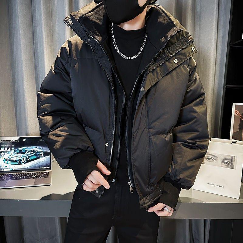 

Men s Dark Style Two-Piece Winter Jacket - Thick Cotton, Short Stand-Up Collar, Warm, Versatile, Dirt-Resistant, Casual Coat. M (Recommended for 70-100 jin)
