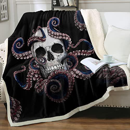 Skull pattern flannel blanket home decoration blanket office lunch break blanket