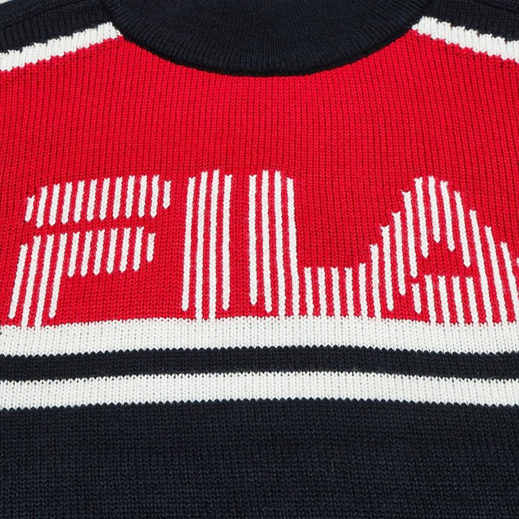 FILA Heritage Classic Fashion Trendy Comfortable Versatile Slim Fit Warm Knitted Sweater Women sweater Legendary-Blue F11W548401FNV