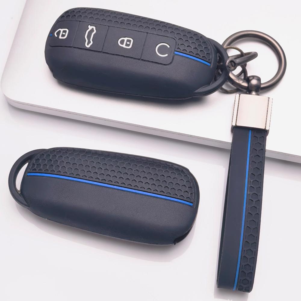 Soft Silicone Smart Key Sleeve for Chery Tiggo 7 Pro Arrizo 8 OMODA 5 Omoda C7 7 SHS Phev Jetour Honeycomb Texture Racing Stripe Smart Key Fob Sleeve