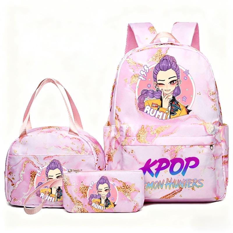 Korean drama demon hunter backpack lunch bag pencil case set student anime time book pencil box lunch bag