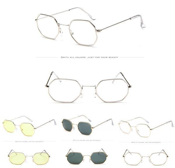 Fashion Men Hexagon And Women Square Sunglasses With Stylish Mirror Finish And Clear Glasses