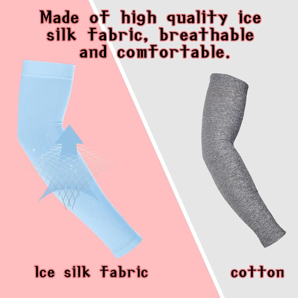 3Pairs Kids Arm Sleeves Thinly UV Sun Protection Cooling Arm Cover Compression Sleeves, Outdoor Sport Breathable Elastic Ice Sleeve for Youth Boys