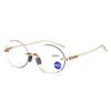 Fashion Diamond Trimming Reading Glasses Women Round Frameless Anti Blue Ray Presbyopia Ladies Plus Diopter Prescription Glasses