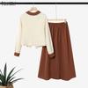 ZANZEA Women Long Sleeve Blouse and Skirts Casual Two Piece Suit Sets