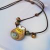 Stone Adjustable Gift Summer Bee Pendant Necklace Sweater Chain Clavicle Chain Ceramic Necklace
