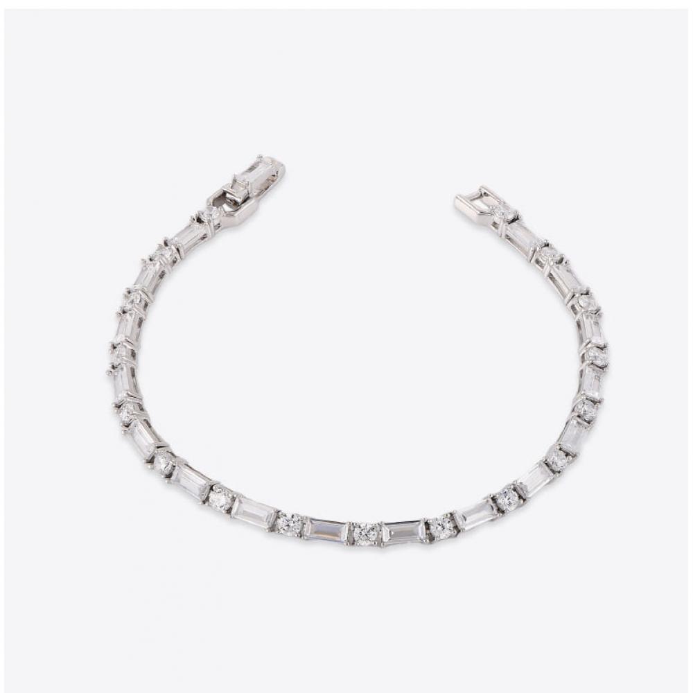 Miss Green Cross Pave Baguette Round Tennis Bracelet