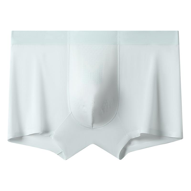 Large Size Men's Summer New Style Quick Dry Ice Silk No Mark Breathable Antibacterial Mid Waist Flat Angle Briefs