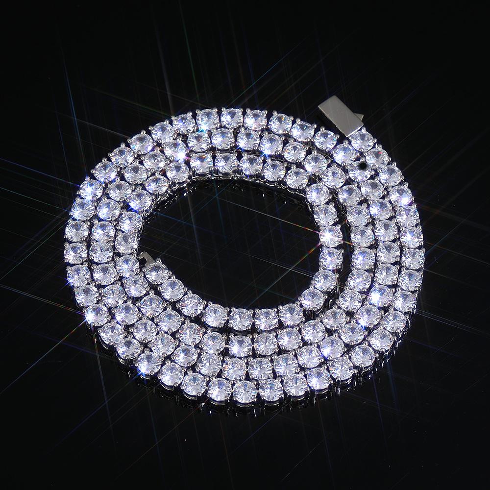 

Аксессуары Пружинная Застежка Теннисная Цепь Циркониевое Ожерелье Хип-Хоп Аксессуары Ожерелье Мужское с Полными Бриллиантами necklace 24 inches (length 60.96cm)