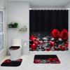 3D Rose Flower Waterproof Shower Curtain Set Non-Slip Floor Mat Sets Bathroom Sets With Shower Curtain And Rugs Bathroom Decor