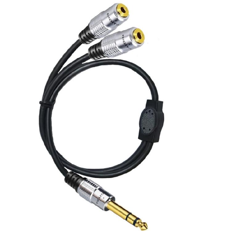 Auditory Cable Converter 6.35 Male to 2x 3.5 Female Splitter for Headphone
