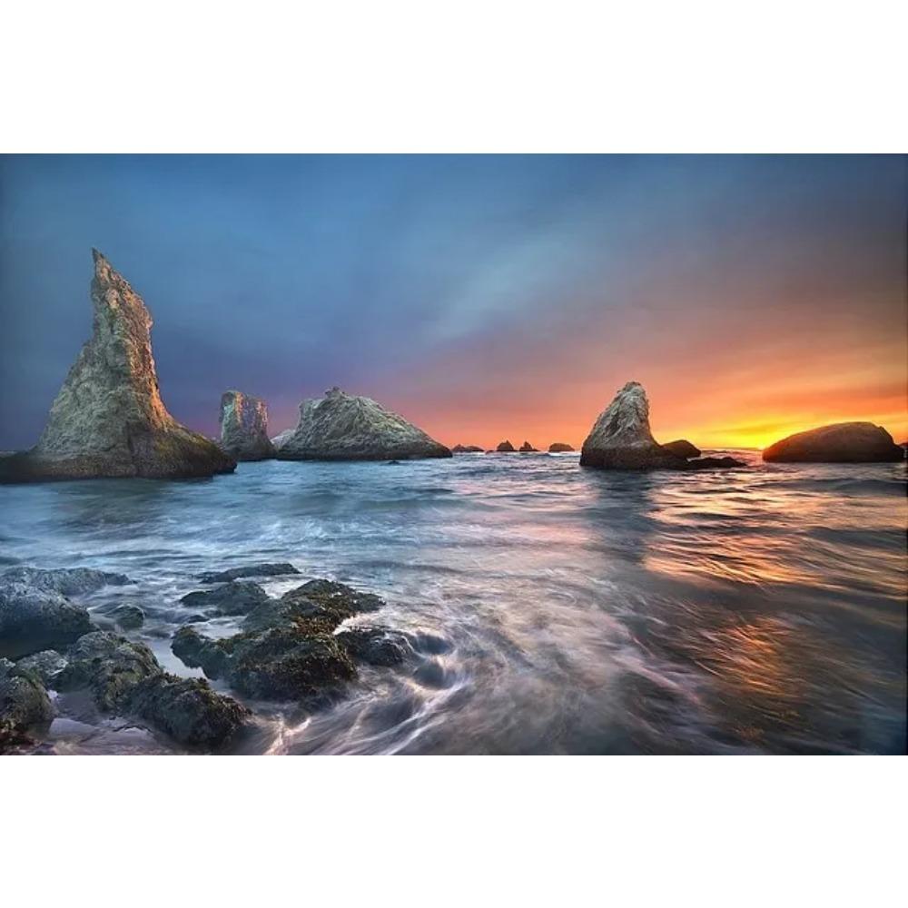 Sunset Mountains Sky Posters Sea Landscape Canvas Painting Natural Scenery Wall Art Pictures Living Room Home Decor Gift Poster