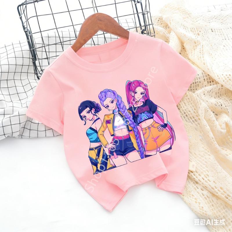 Huntrix Kpop Demon Hunters Children's T-shirt, a Cotton Lover's Gift, Fashionable Children's Short-sleeved Summer Clothing