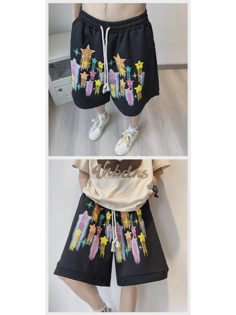 Men's Summer Hip-Hop Foaming Star Streetwear Shorts