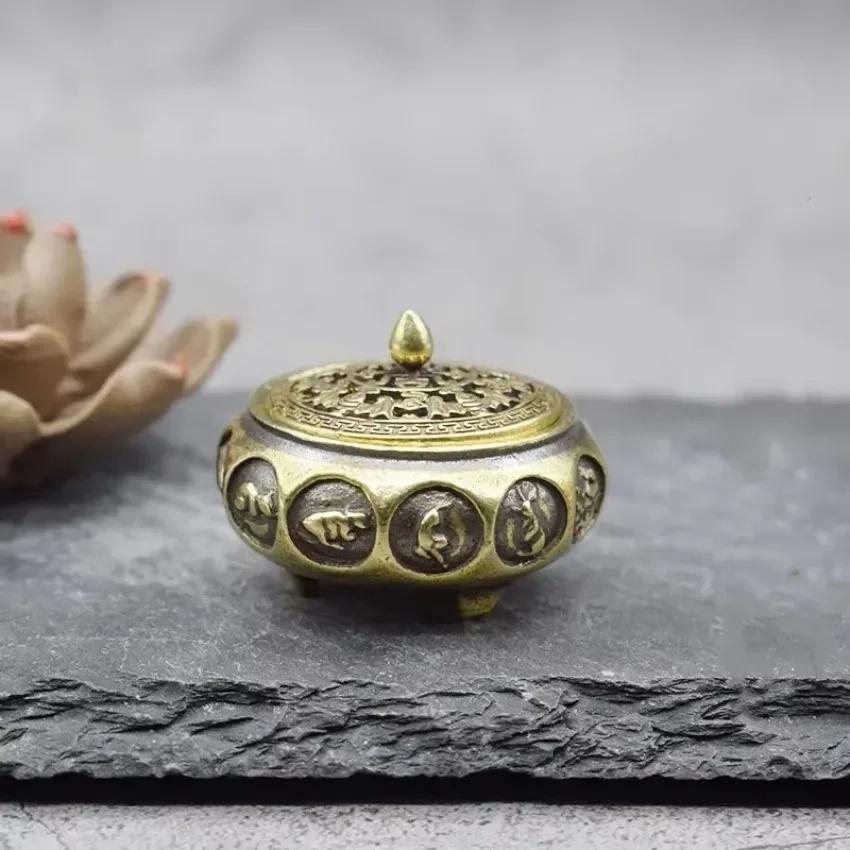 12 Zodiac Animals Incense Burner Decorations Pure Copper Hollow Home Garden Censer Sandalwood Holder Antique Bronze Chinese