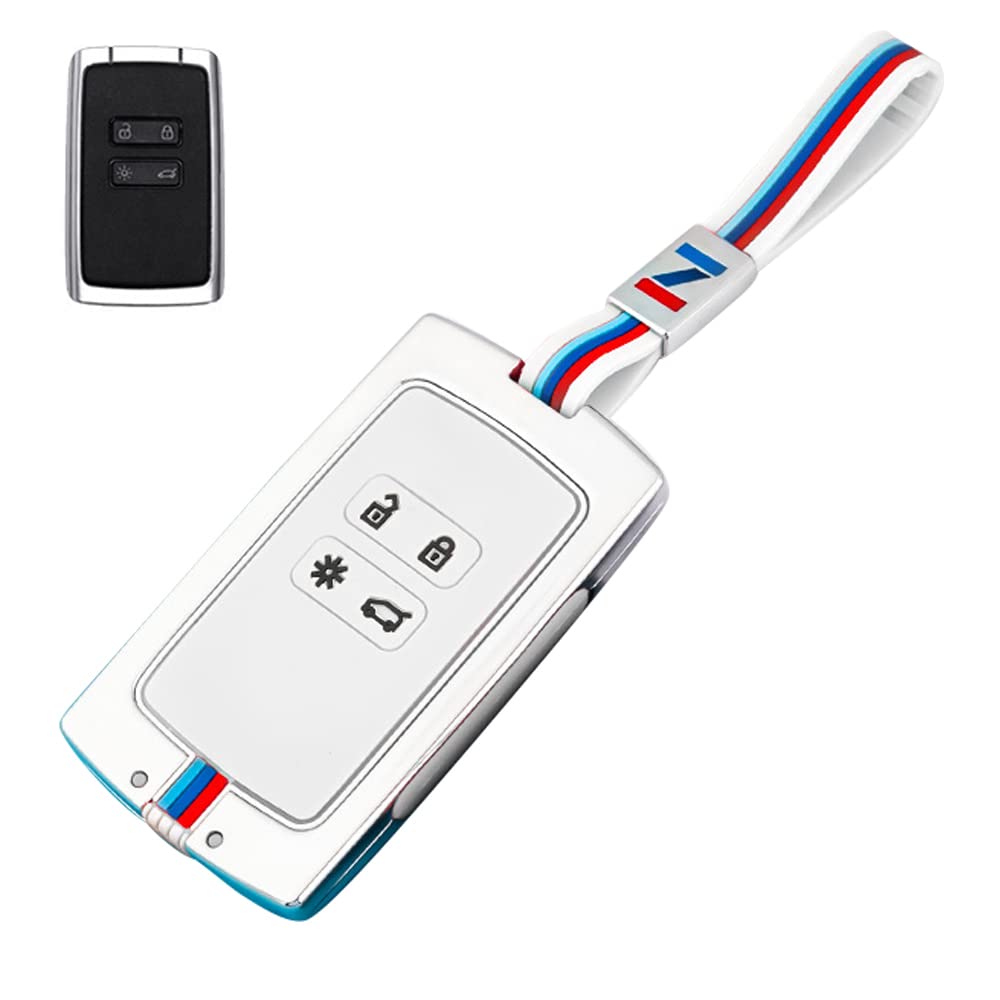 

LETINGFAR Key Case for Renault, Smart Key Case, Key Cover, Zinc Alloy, Silicone, Key for renault білий