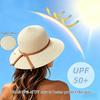 Beach Hats for Women - 33cm Sun Hat Womens, Wide Brim Straw Womens Sun Hat with Wind Lanyard Roll Up Foldable UV Protection