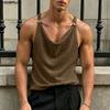 Men Swing Collar Sleeveless Texture Casual Loose Fit Tank Tops Undershirts