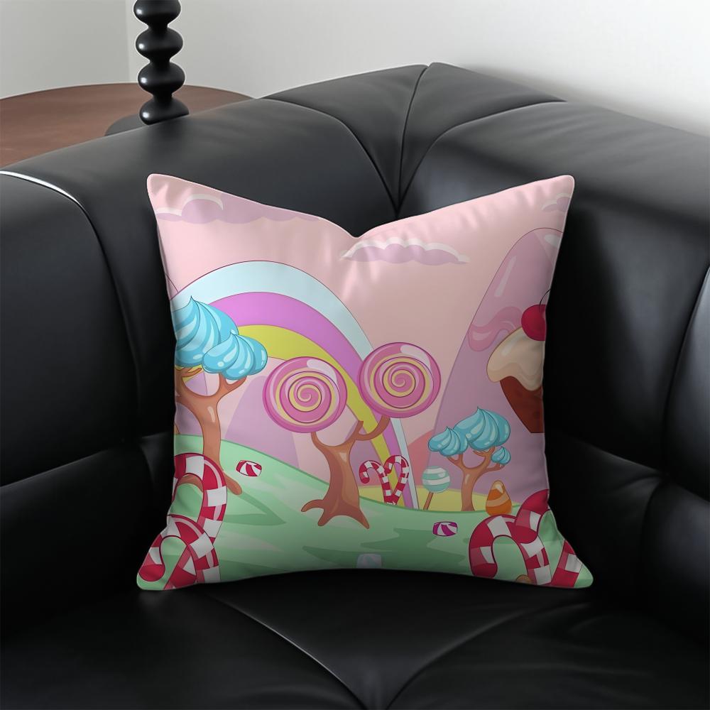 Sweet Candy Pillow Girly Cushion Cover Pillow Case Anti-Dustmite Invisible Zipper Silky Plush Cushion