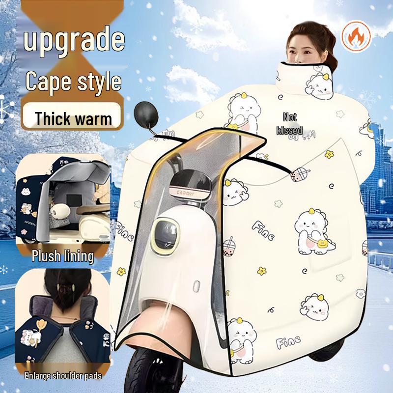 Winter Fleece-Lined Cape: Full Coverage Neck & Shoulder Protection, Warm, Coldproof, Windproof