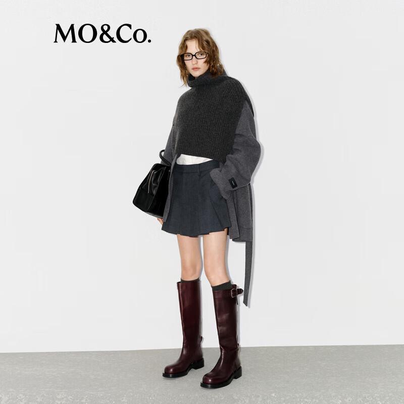 MO&Co. C+ Series Wool Blend Coat with Detachable Shawl Belt