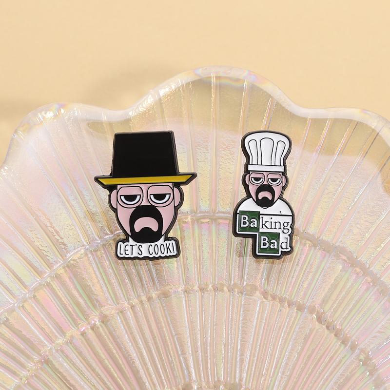 Baking Bad Cook Enamel Pins Custom TV Character Chemistry Teacher Brooches Lapel Badges Jewelry Gift for Fans Friends