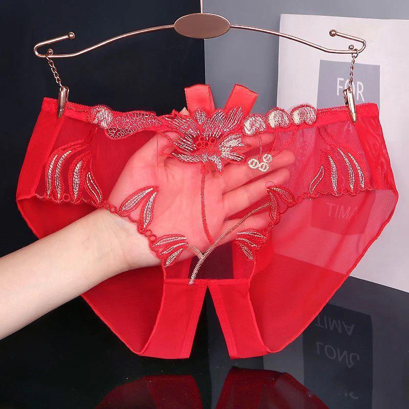 Crotchless Women's Sexy Panties Underwear Transparent Lingerie Woman Underwear for Sex Sweet Bow Crotch Open Panties