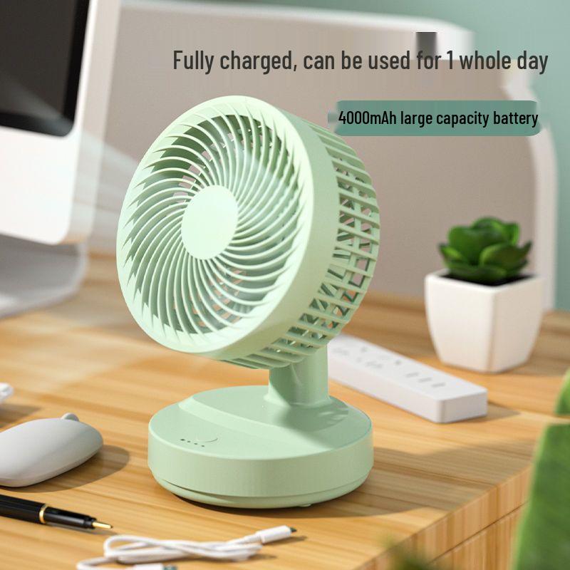 Compact Rechargeable Desktop Fan with Long Battery Life & Oscillation for Office Workers
