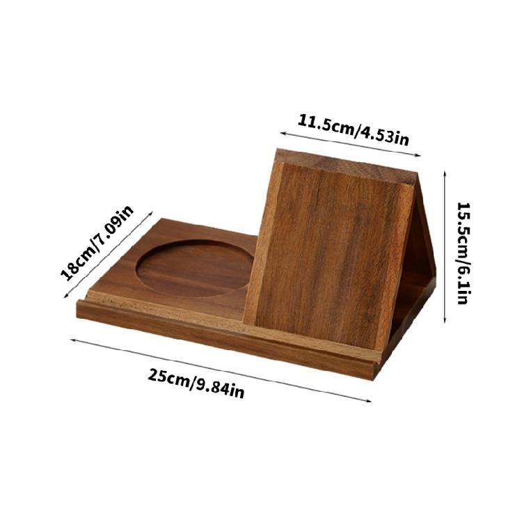 Geometrischer Holz-Buchständer mit Getränkeablage Multifunktionaler dreieckiger Holz-Leseständer für Buchliebhaber Sammler