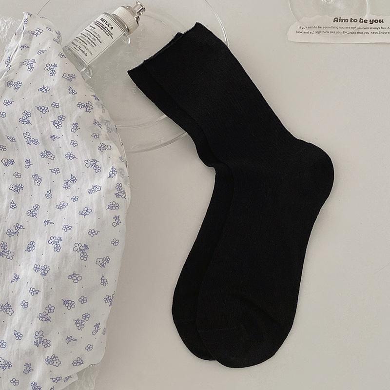 Summer Socks Women 76% Lyocell Silk Thin Breathable Solid Color Long Socks Korean Style Casual Streetwear Middle Tube Socks Sox