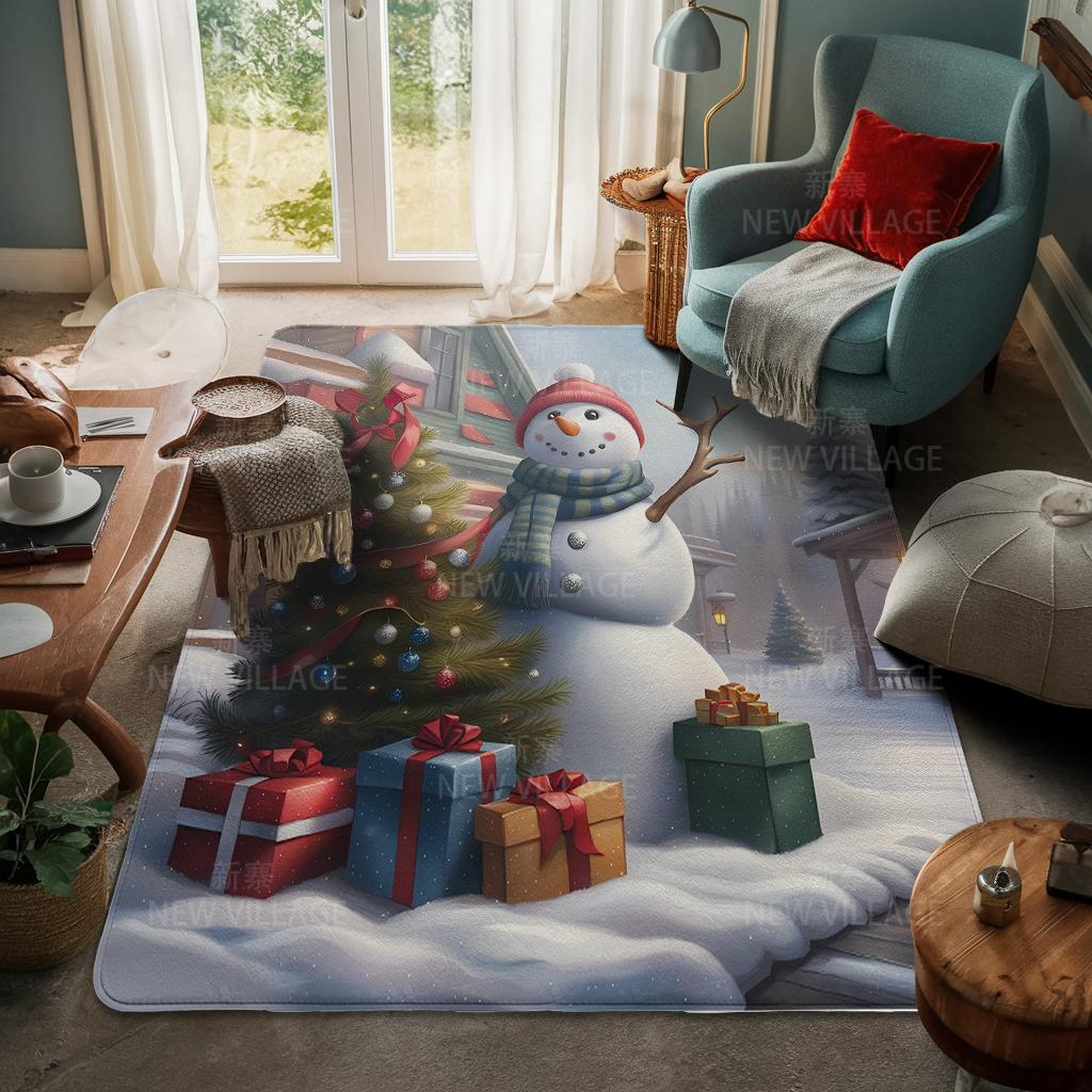 House Entrance Carpet Home Door Mat Living Room Bath Foot Bathroom Non-slip Water Absorption Rugs Bath Merry Christmas Winter