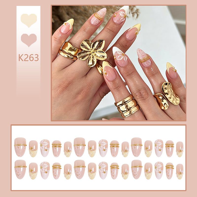 Wearable Nails 3D Flowers Ins Style Nail Art Nails Handmade Drilled Light Luxurious Wearable Nails