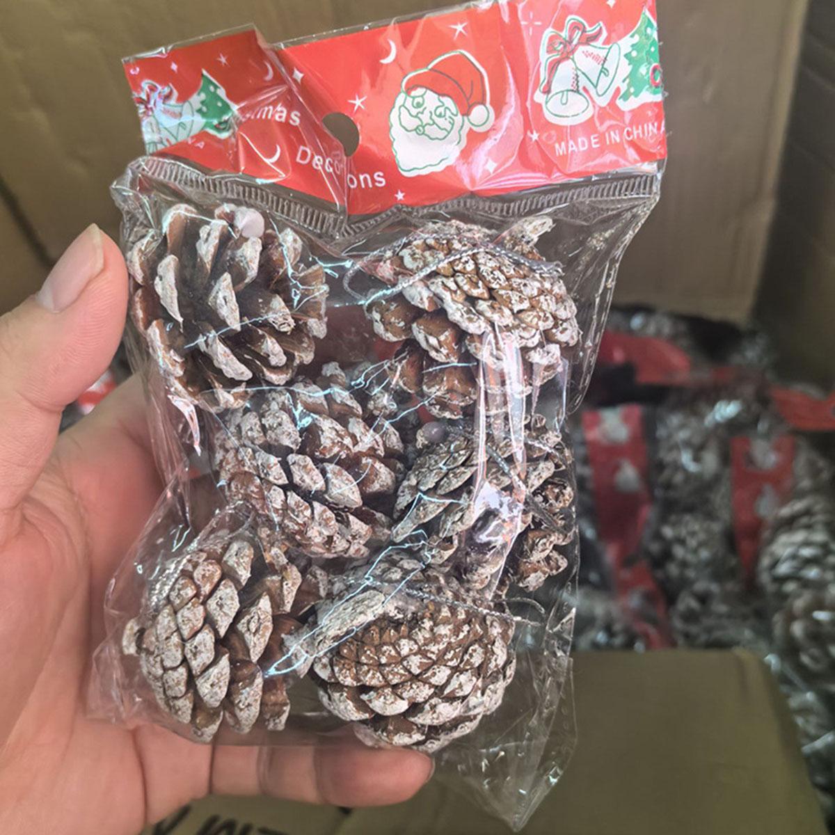 

Оригинальный цвет с белым, 4-5 см, 6 штук сосновых шишек, подвески для рождественского украшения, аксессуары для рождественской елки, реквизит для DIY-съемки Pine cone diameter 4-5cm