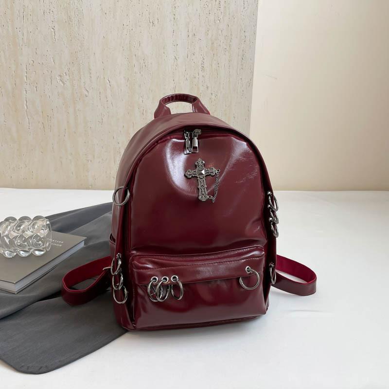 2025 New Backpack Female Punk Style Cross Female Backpack Large Capacity Women's Casual Bag Rivet Backpack Tide