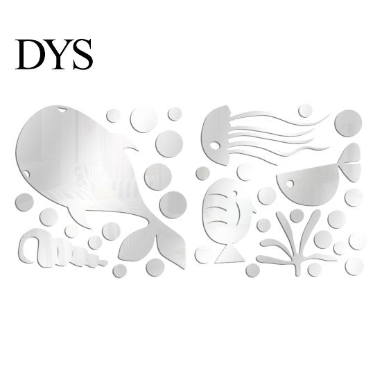 Children Bedroom Wall Decor Accessories 1 Set Marine Life Decals, Acrylic Mirror Fish Conch Stickers, Modern Texture Stickers Waterproof Self-Adhesive