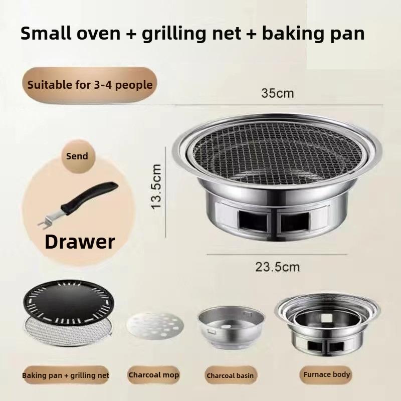 Multifunctional Charcoal Barbecue Grill, Household Korean BBQ Grill, Portable Camping Grill Stove, Tabletop Smoker Grill