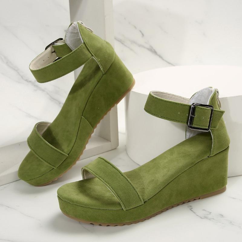 2024 New Summer Women's Sandals Fashion Buckle Shoes Open Toe Wedge Casual Shoes Women Plus Size 43 Aqua Platform Sandals Women