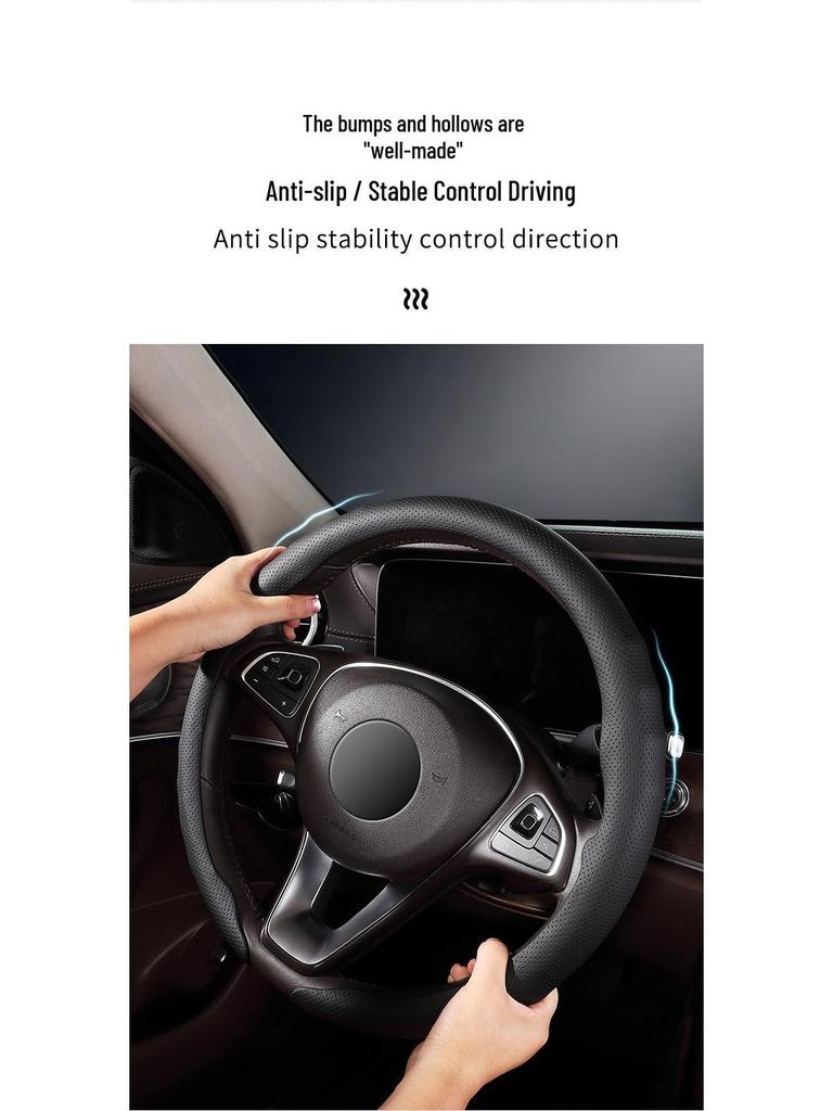 Premium Nappa Leather Steering Wheel Cover - Anti-Slip, Breathable, Ultra-Thin, All-Season