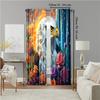 2 Pcs, Versatile Polyester Transparent Curtains for Home Decoration Eagle & Floral for Use In Bedrooms and Living Rooms