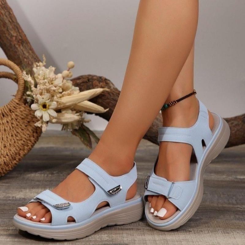 

Fashion Women Sandals 2024 New Summer Elegant Women Leather Sandals Women Sport Style Lightweight Slippers Platform Plus Size Sandals 36 небесно-голубой
