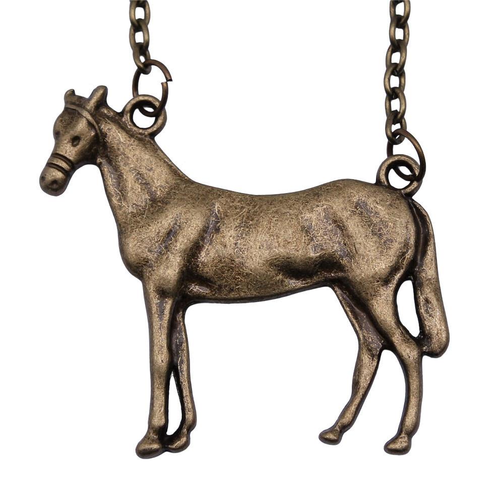 Horse Head Pendant Necklace Equestrian Cowboy Western Style Jewelry 45cm or 70cm long chain