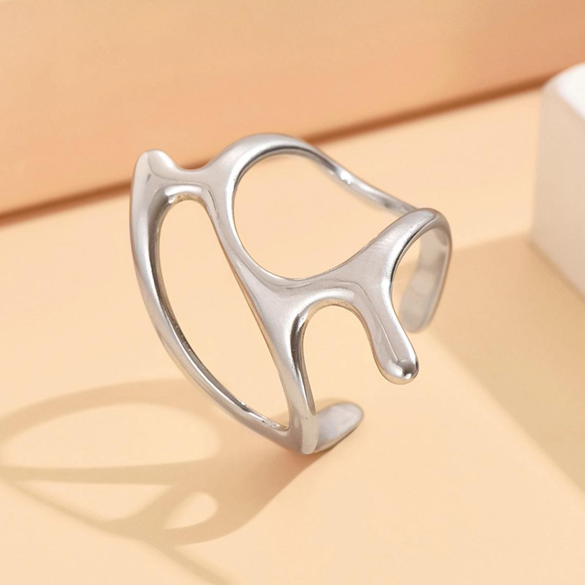 Cross-Border Irregular Stainless Steel Adjustable Open Ring in Cold Style