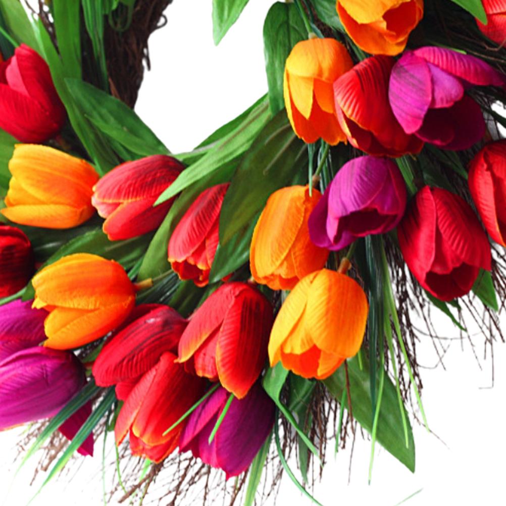Artificial Tulip Wreath Spring Door Wall Decor