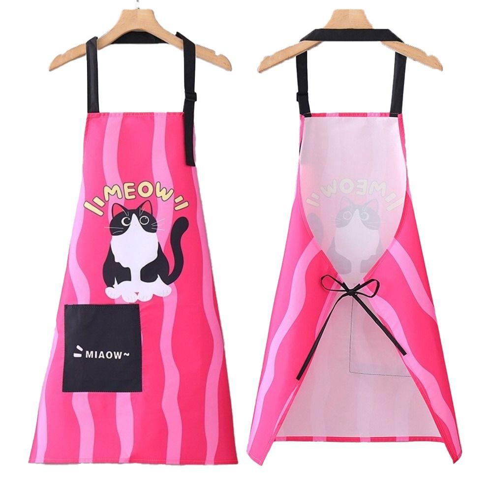 New Sleeveless Kitchen Aprons Cartoon Cats Canvas Cooking Apron Waterproof Adjustable Cafe Overalls for Cleaning
