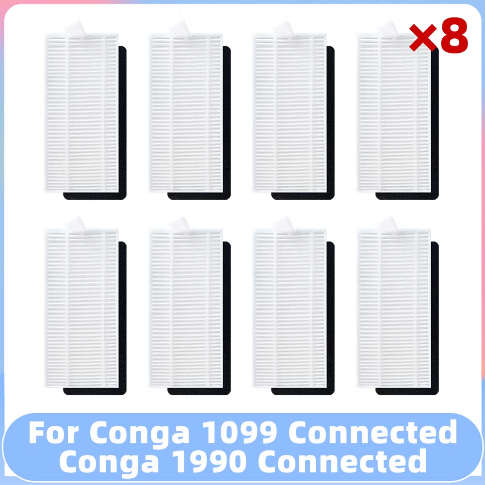 Compatible for Conga 1099 Connected / 1990 Connected Robot Vacuum Spare Parts Main Side Brush Filter Mop Replacement Accessory