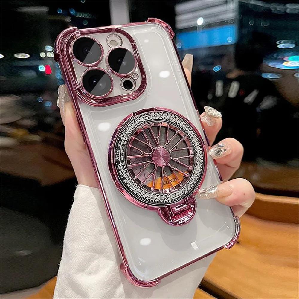 Rotating Gyro Cooling Suitable for Apple 16promax Electroplating Bracket Mobile Phone Case IPhone 15 Magnetic Protection Case