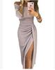 Funkelndes One-Shoulder Bodycon Abendkleid mit hohem Schlitz für Damen