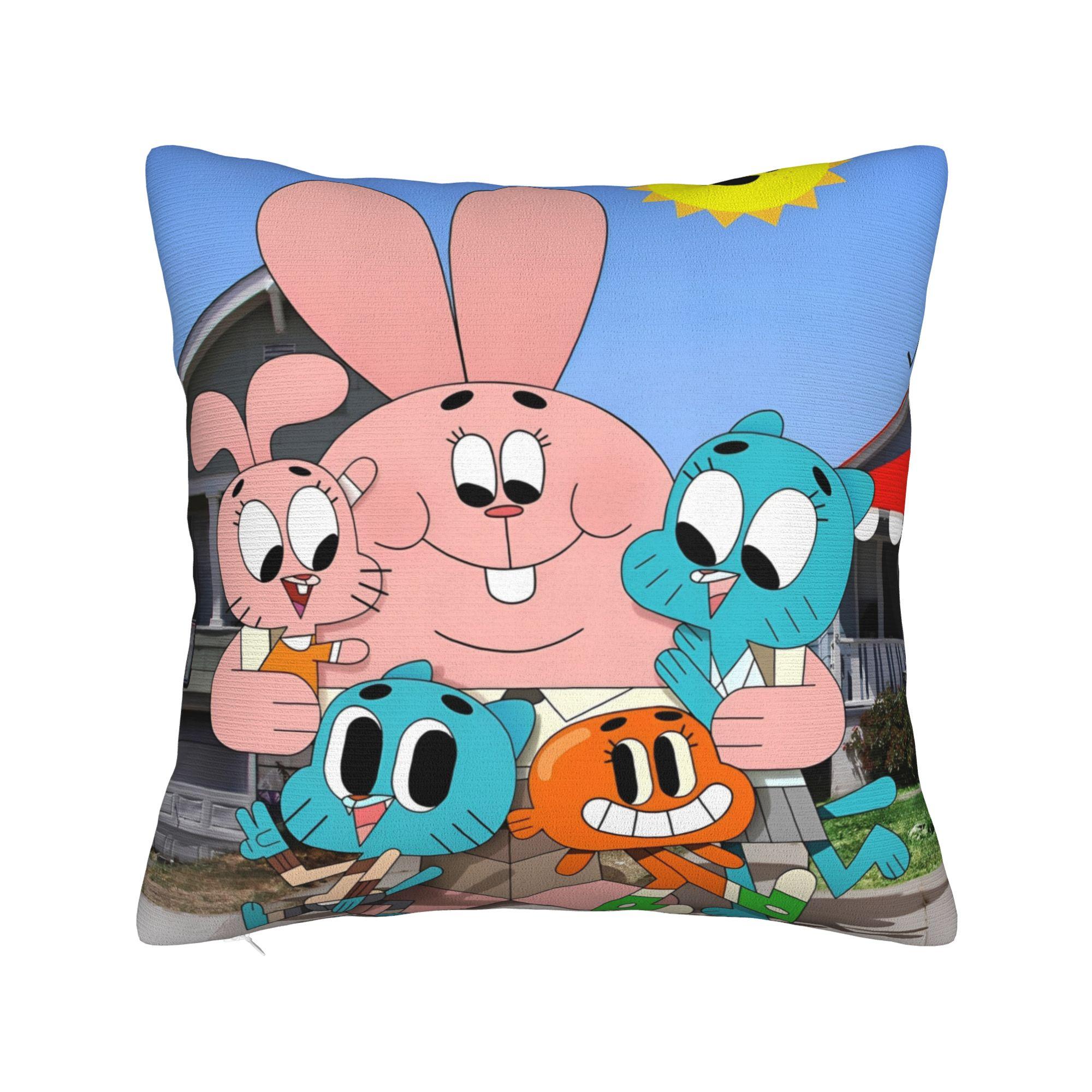 

The Amazing World Of Gumballs Pillow Cover Merch Printed Cushion Cover Decorations Pillow Case Cover Home Multi Size 20x20Inch