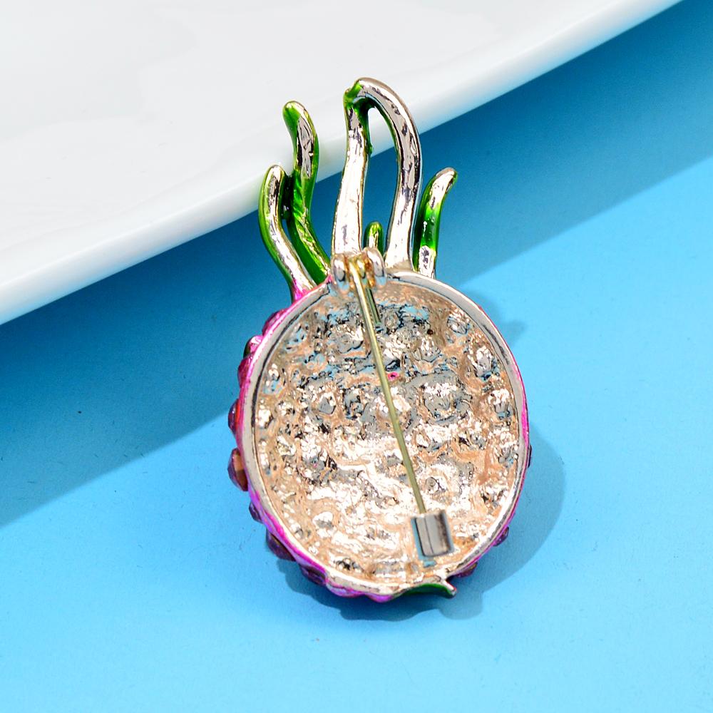 Rhinestone Pitaya Jellyfish Brooches For Women Fruit Pin Enamel Fashion Jewelry High Quality New Arrival
